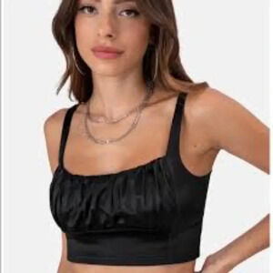 Adika Slick Satin Finish Black Crop Top‎ Size Medium
